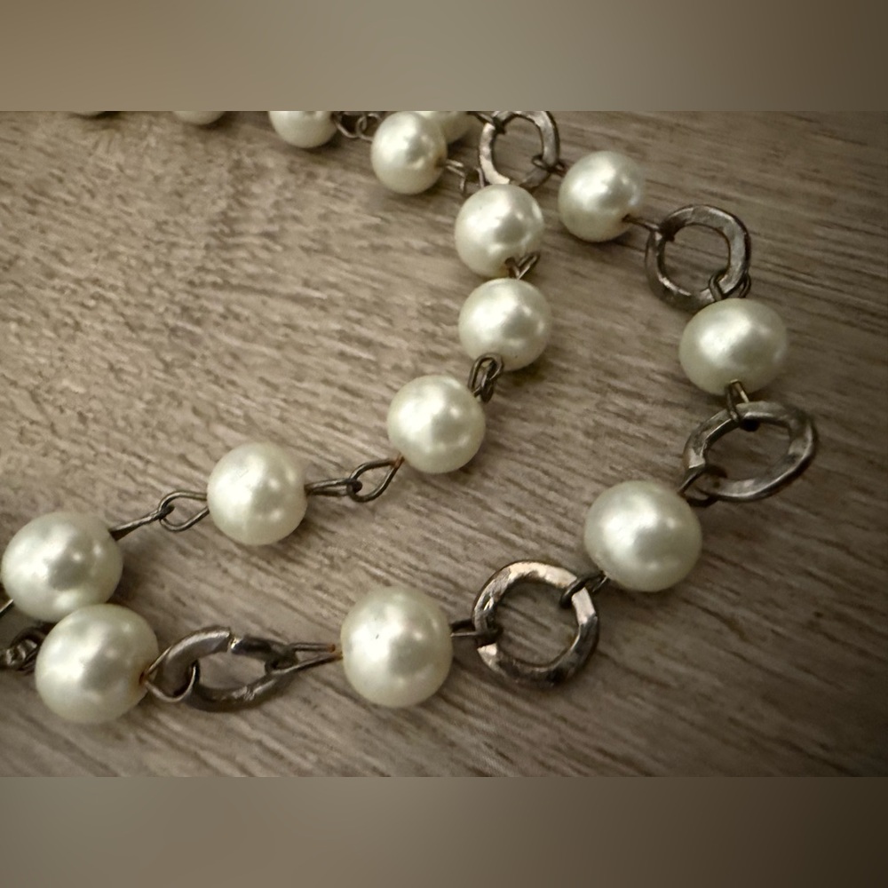 Vintage Cultured Salt Water Pearl and Gold Chain Necklace - Picture 4 of 7